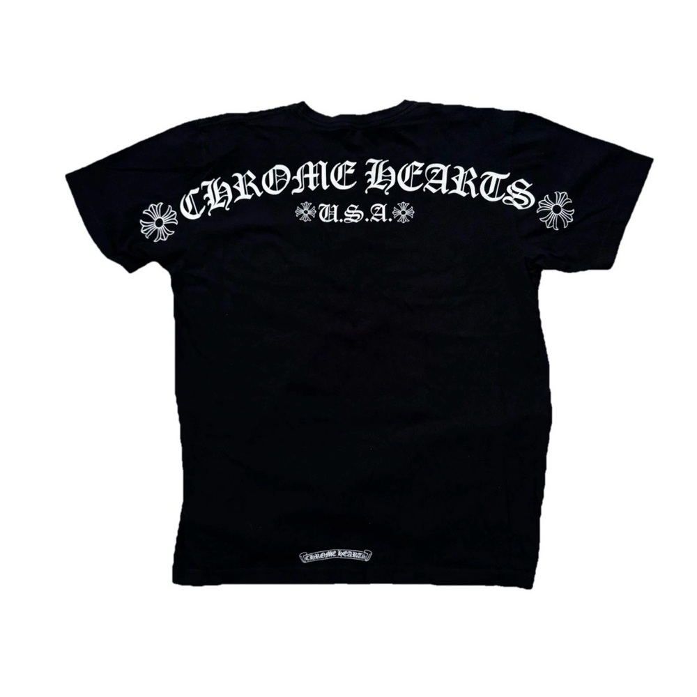 Mens Chrome Hearts USA Black Scroll Pocket T Shirt Size Large